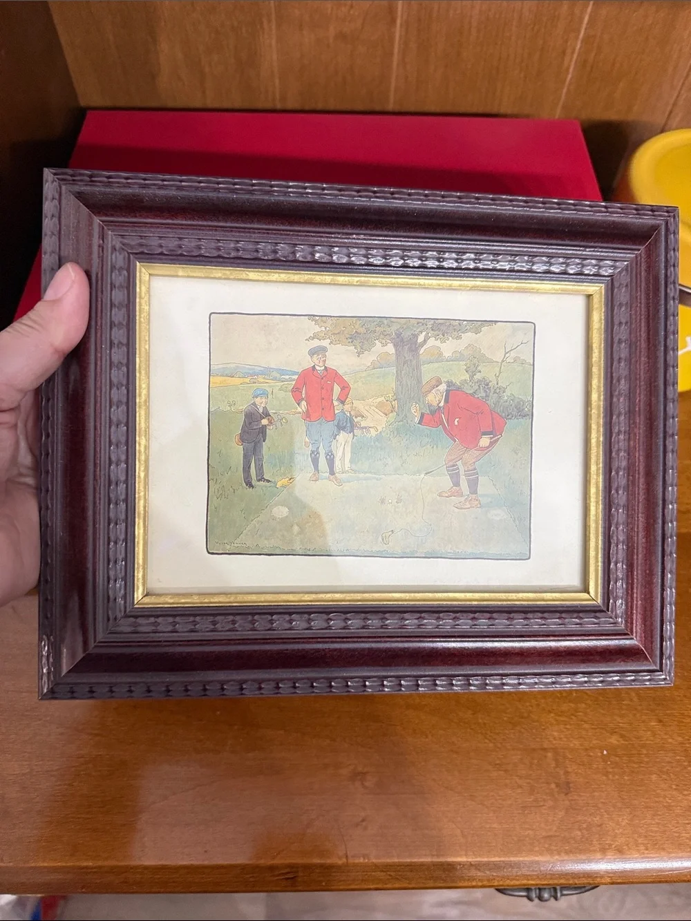 Classic Dark Brown Wood Picture Frame with Gold Inner Trim